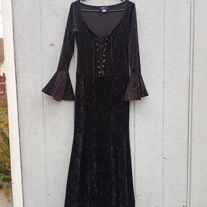 Vintage Morbid Theads 90's Black Velvet Maxi